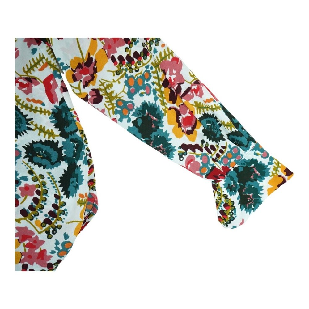 LOFT Women Floral Chiffon Long Sleeve Pullover Blouse Multicolor Size XS Petites - Picture 6 of 7